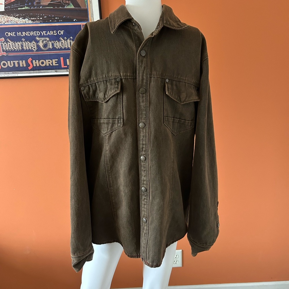 JEREMIAH brown men’s faux suede snap up shirt